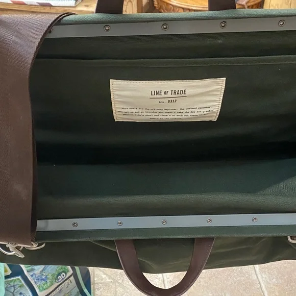 Green Canvas Men's/Women’s Bag with Brown Accents Line of Trade Brand - Picture 2 of 5